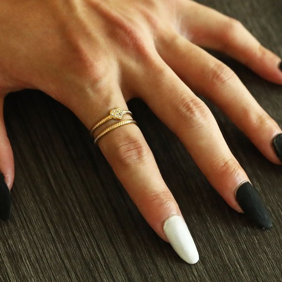 RENEE Ring - Double Stacked Zirconia Heart - Picture 2 of 9